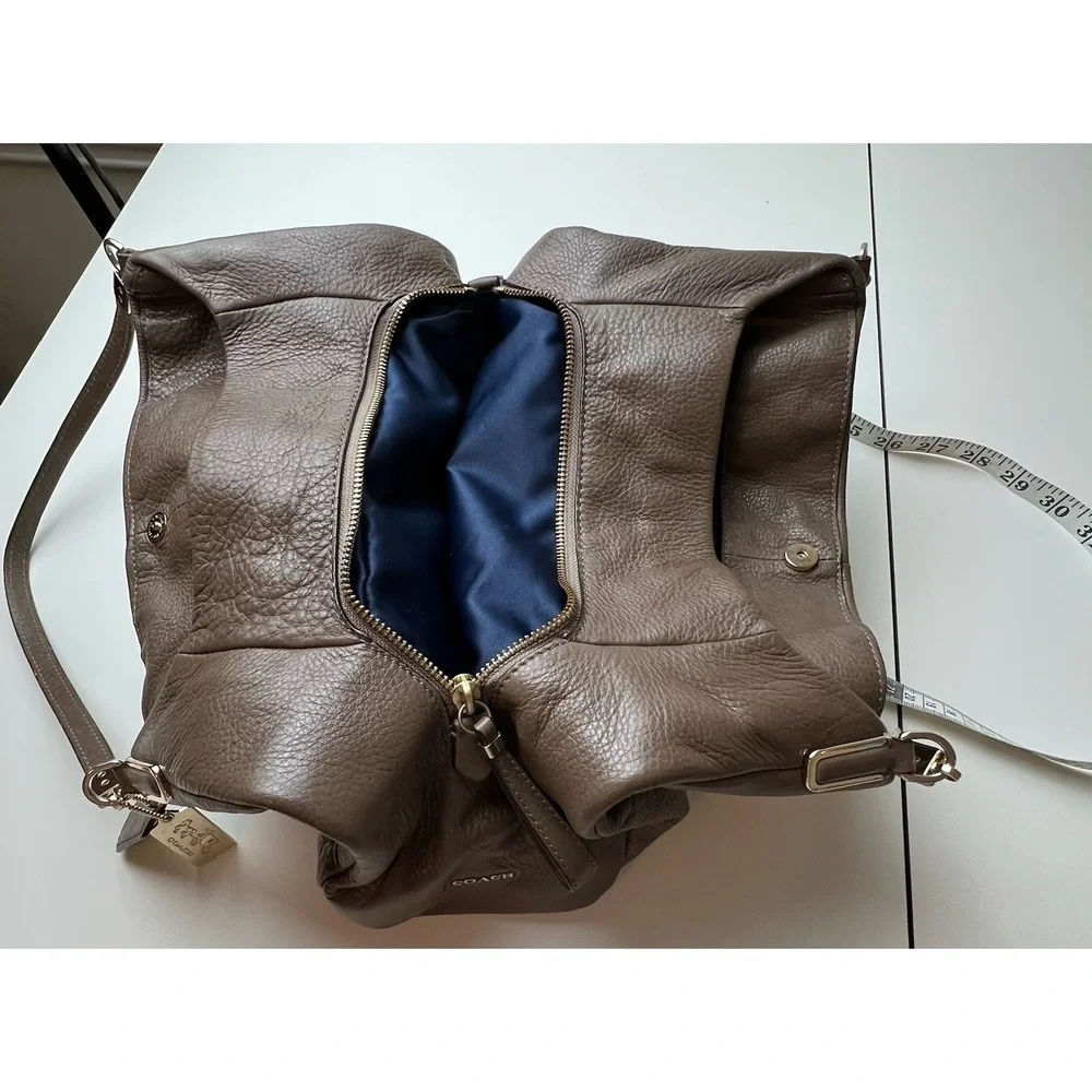 Coach Madison Pebble Taupe/Brown Large Leather Shoulder Bag Minimalist